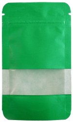 Kraftpapierbeutel GRÜN, 140 x 85 mm, mit Sichtfenster, VE50 