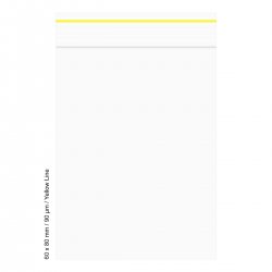 Polybeutel 6 mal 8 cm, 90my, VE500, YELLOW LINE 