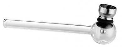 Glaspfeife mit Metallkopf, 12cm, 1 Stück 