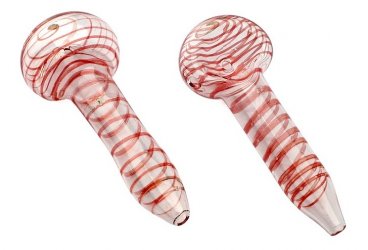 Red Glass Pop Corn Pipe, 6,25cm 
