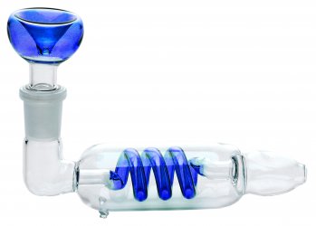 Glaspfeife, Glass Pipe with blue Spiral Coil, 13cm 