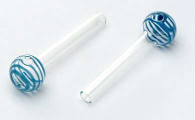 Glas Oil Pipe Stripe Blue. 1 Stück, ca. 10cm 