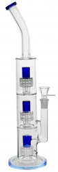 Blue triple shower Percolator Bong, 45cm 