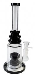 Bong, black, Triple Ring Straight Bong with, 25cm 