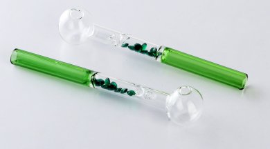 Oil Pipe with Crystals Green, 15cm 