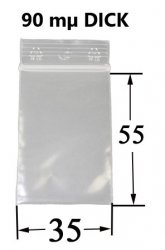 Zip Bag 3.5cm x 5.5cm- THICK-90my100 Pc. 