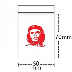 Druckverschlussbeutel  5 cm mal 7cm, Motiv CHE, rot, 50 µ, VE100 