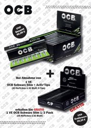 OCB Premium KS Slim black with ACTIV'Tips, 20 packs 