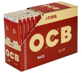 OCB RICE, Slim King Size with Tips, 32 pcs. 
