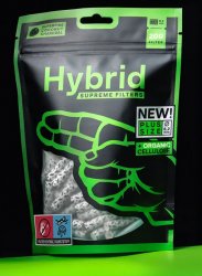 Hybrid Supreme Filters, 8,2 mm Ø, Aktivkohle+Cellulose, 200 Stück im Beutel 