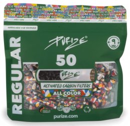 PURIZE Aktivkohlefilter 1x50er, 9mmØ Regular, COLORED 