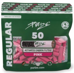 PURIZE Aktivkohlefilter PINK, 1x50er, 9mmØ Regular 