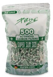 PURIZE Aktivkohlefilter weiß, 1 x 500 Stück im Beutel, 5.0 mm Ø SUPER SLIM SIZE 