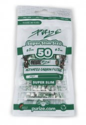 PURIZE activated carbon filter 1 x 50 pieces in a bag, white, 5.0 mm Ø SUPER SLIM SIZE 