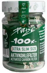PURIZE activated carbon filter, 5.9mmØ, 100pc, colored green, packed in a glass 