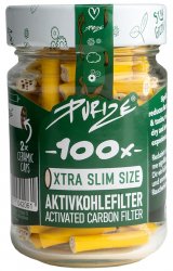 PURIZE activated carbon filter, 5.9mmØ, 100pc, colored yellow, packed in a glass 