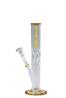 Glasbong Zylinder, Yellow Smoke, Eiswürfelfänger, 33 cm Höhe, 14.5er Stecksystem  