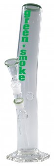 Glasbong Zylinder gebogen, Green Smoke, 40cm Höhe, 18.8er Stecksystem, Rundfuß  