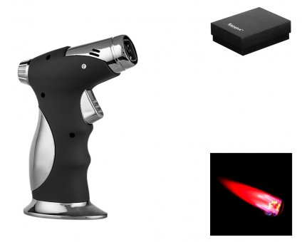 Eurojet Feuerzeug 4-Jet-flammig, schwarz/anthrazit, 'Bohrer' 