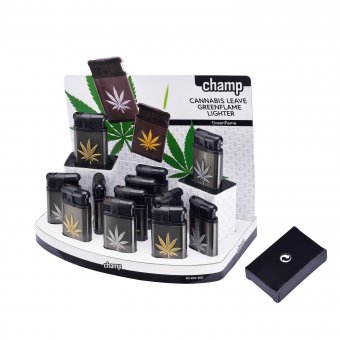 Lighters with cannabis leaf, 12 pcs 