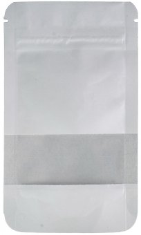 Kraftpapierbeutel WEIß, 140 x 85 mm, mit Sichtfenster, VE50 