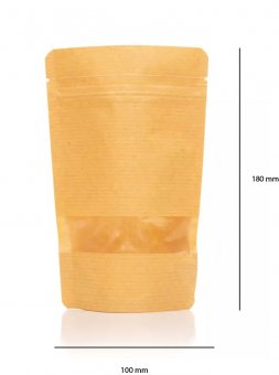 Kraftpapierbeutel BRAUN, 180 x 100 mm, mit Sichtfenster, VE50 
