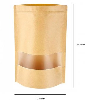 Kraftpapierbeutel BRAUN, 345 x 235 mm, mit Sichtfenster, VE10 