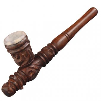 Wooden Pipe Soapstone Use-14cm 