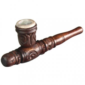 Wooden Pipe Soapstone Use-ca.11.5cm 
