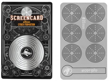 Screencard 20mmØ, 6 pieces on metal card  
