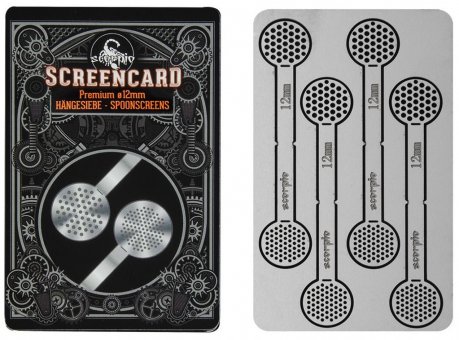 Screencard hanging screens 12 mm Ø, 8 pieces on metal card  