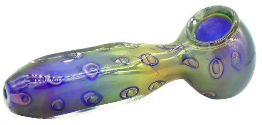 Glass Pipe, Gold Fuming Bubble Hand Pipe, 11 cm 