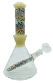 Artwork glass bong with fixed downstem, 20cm 