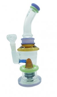 glass waterpipe with multi colored rings, 25cm 
