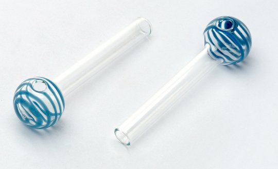 Glass Oil Pipe Stripe Blue.ca. 10cm, 1 pcs. 