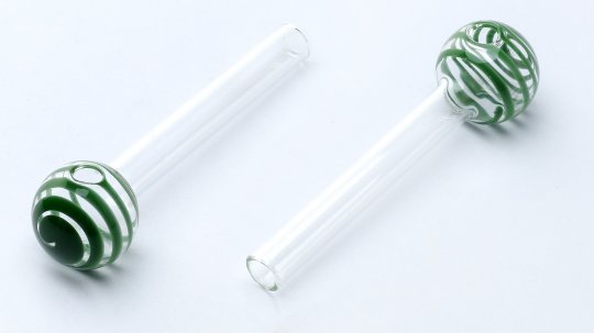 Glass Oil Pipe Stripe Green.ca. 10cm, 1 pcs. 