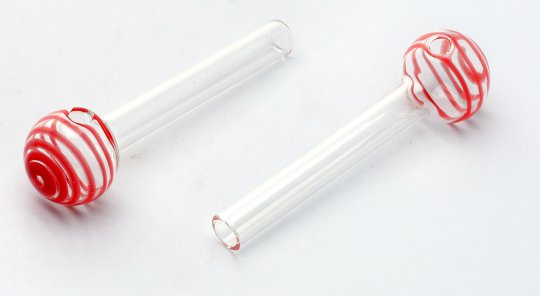 Glass Oil Pipe Stripe Red.ca. 10cm, 1 pcs. 