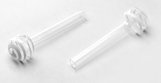 Glass Oil Pipe Stripe White.ca. 10cm, 1 pcs. 