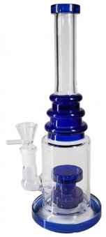 Bong, blue, Triple Ring Straight Bong with, 25cm 