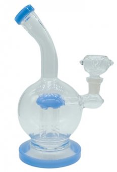 Blue Spherical Bong with Percolator, 20cm 