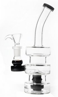Schwarze 3-Schicht-Glas-Wasserpfeife, 20cm 