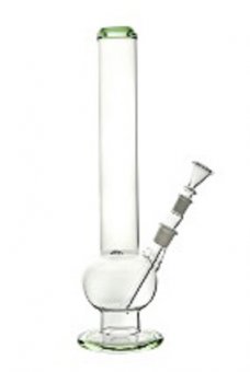 Glass bong with green edges, 39cm 