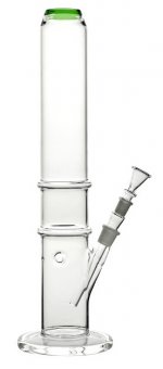 Thick bong with kick hole, green edge, 45cm 