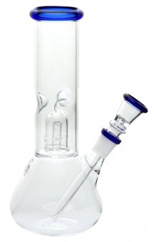 Glass Bong, Percolator with Blue Ring, 20cm 
