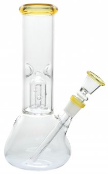 Glass Bong, Percolator with Yellow Ring, 20cm 