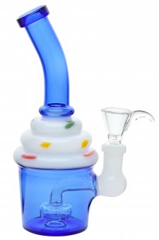 Glass Bong, Ice Cream Waterpipe Blue, 15cm 