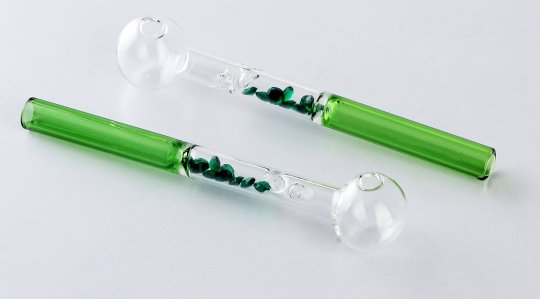 Oil Pipe with Crystals Green, 15cm 
