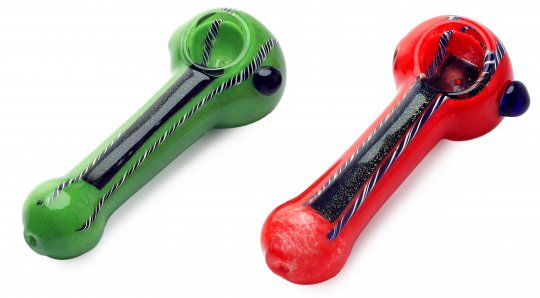 Glasspipes, Handpipe Bucket, 3 x Red and 3 x Green, je 10cm 