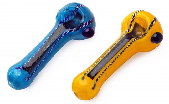 Glasspipes, Handpipe Bucket, 3 x Blue + 3 x Yellow, je 10cm 