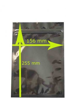 Aluminum zip lock bag 140 x 192 mm, black, 1 piece 